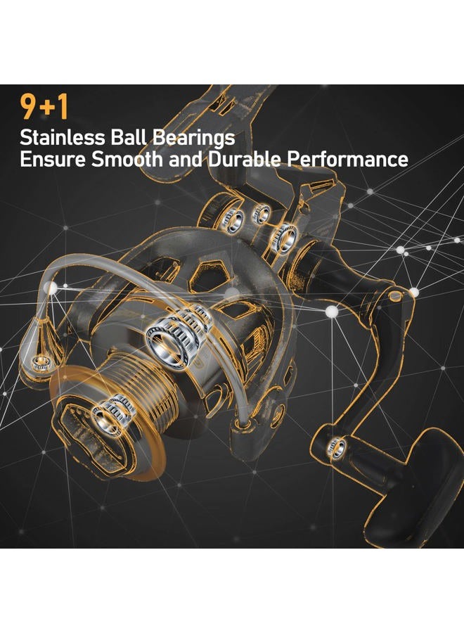 Dr.Fish Gryphon Spinning Reel, Light Weight Fishing Reels Graphite Body, Ultra Smooth 9+1 Stainless BBS, 18Lb Max Drag, Aluminum Spool Size 2000 Crappie Bass Freshwater - Image 4