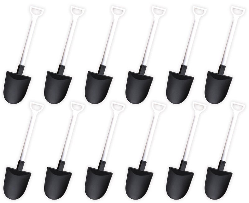 CXP Good Goods Mini Shovel Shape SpoonsDisposable Plastic Dessert Spoon 60 Pcs Blackwhite