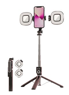 Generic 1.3M Stainless Steel Selfie Stick Tripod with Dual Lights, Bluetooth Wireless Remote Control, Compatible with All Smartphones  - Image 1