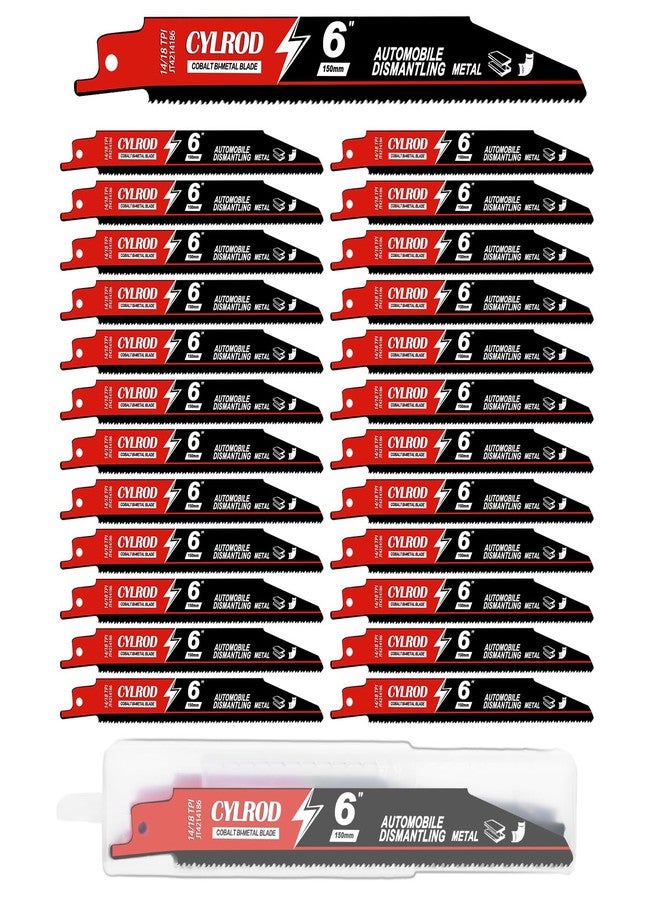 Cylrod 6in 1418t Reciprocating Saw Blades,Bi-Metal Blades Nail Embedded Wood(25 -Pack) - Image 1