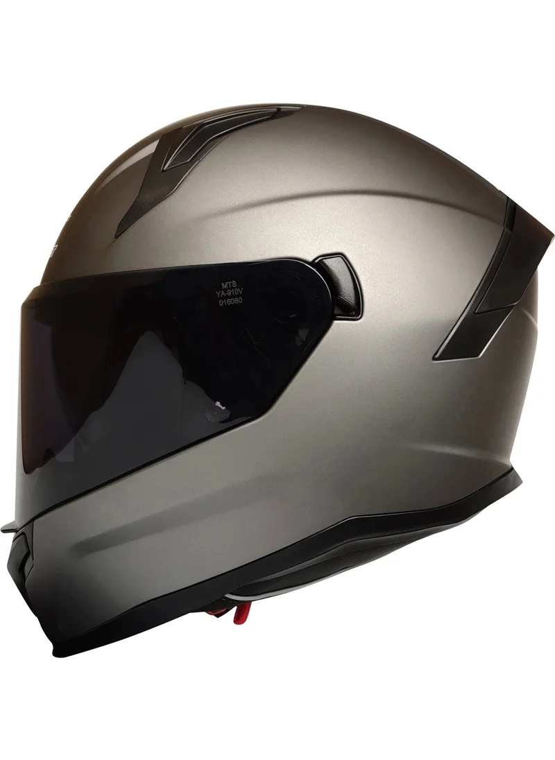 MTS M-910 Matte Gray Helmet with Sun Visor (Black Glass)