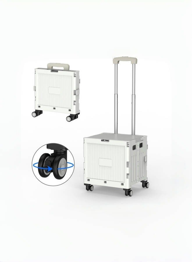 Marketero Collapsible Shopping Box Trolley on Wheels 4 Wheels 360°Rotate Folding Teacher Trolley Cart with Wheels Heavy Duty 30kg Capacity & Telescopic Handle for Camping Shopping Grey  - Image 5