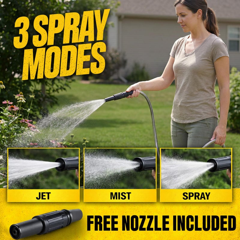 BIONIC STEEL 50 Ft Metal Garden Hose with Sprayer Nozzle, Non Kinking Designed Stainless Steel Heavy Duty Water Hose 50Ft x 5/8 in. Ultra Flexible NON Expandable for Uninterrupted Water Flow, 500 PSI - Image 3