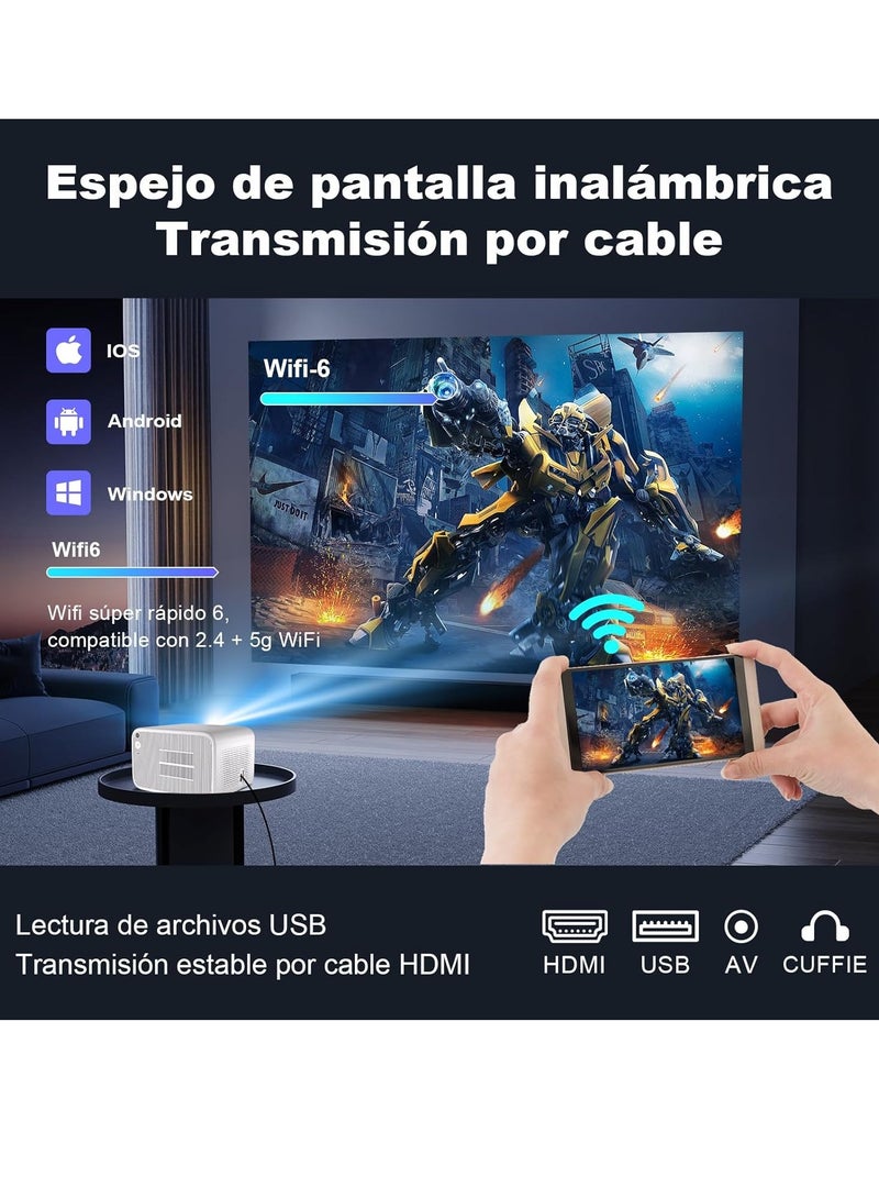 4K WiFi6 Bluetooth Projector, Full HD 1080P, 500ANSI, Electric Focus, Home Cinema for iOS/Android, TV Stick, USB, HDMI  - Image 5