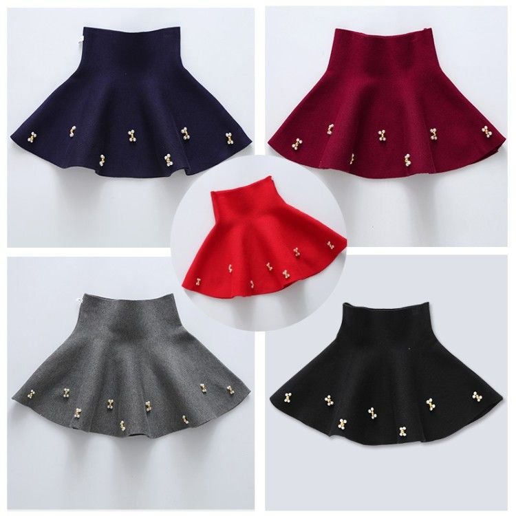 Girls Tulle Tutu Skirt 2024 Spring/Fall Korean Short Style Knitted Cute Black