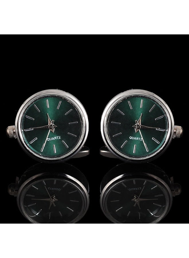 Shougu High End Movement Silver Precision Watch Men's Cufflinks