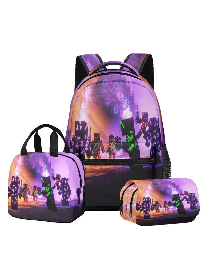 ماين كرافت حقيبة الظهر Minecraft للأطفال والفتيان - حقيبة الظهر مقاومة للماء لمدرسة الألعاب