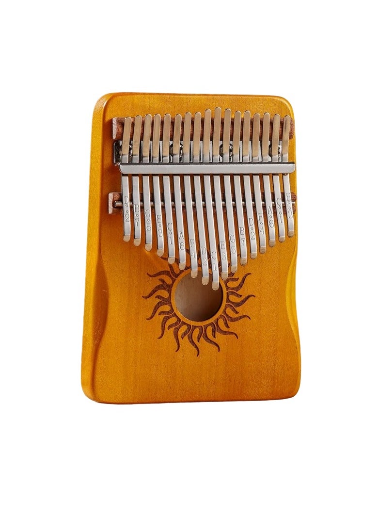 Generic Kalimba Finger Piano, Wood Kalimba Instrument With Metal Keys, Portable Thumb Piano Keyboard Musical Instrument, Handheld Mini Keyboard Piano For Beginners, (1pc, 17 Keys Orange)  - Image 1