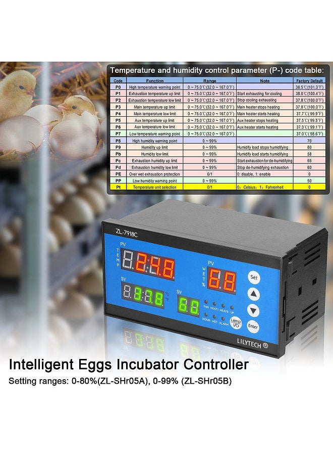 Generic Intelligent Eggs Incubator Controller Multifunctional Automatic Incubator Eggs Hatcher Control System Incubation Temperature and Humidity Controlling Device  - Image 3