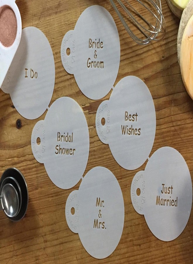 Designer Stencils Wedding Lettering Cookie Stencil Set, (BRIDE & GROOM - BEST WISHES - JUST MARRIED - I DO - BRIDAL SHOWER - MR. & MRS) Beige/semi-transparent - Image 3