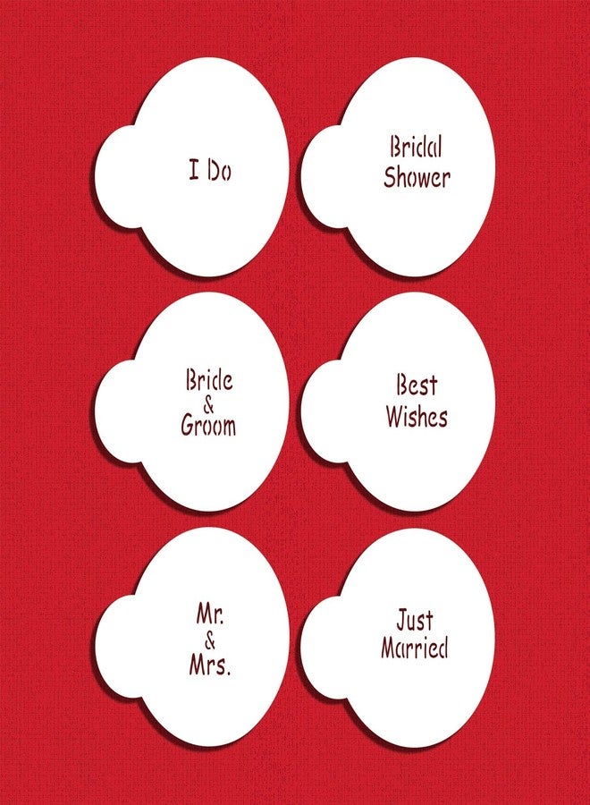 Designer Stencils Wedding Lettering Cookie Stencil Set, (BRIDE & GROOM - BEST WISHES - JUST MARRIED - I DO - BRIDAL SHOWER - MR. & MRS) Beige/semi-transparent - Image 2