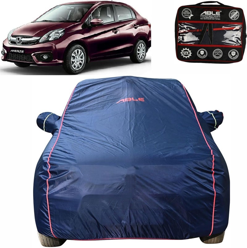 Able Parashuit Blue WR Series Car Body Cover with Mirror Pockets and Driver Door Zipper Compatible for Honda Amaze Old Type-I (2013 to 2017 Model) - Image 1
