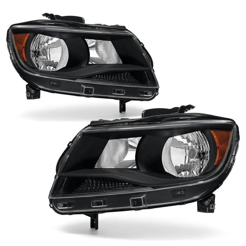 AXLAHA Headlight Assembly for Chevy Colorado 2015 2016 2017 2017 2019 2020 2021 Black Housing Amber Reflector Clear Lens Driver and Passenger Side - Image 1