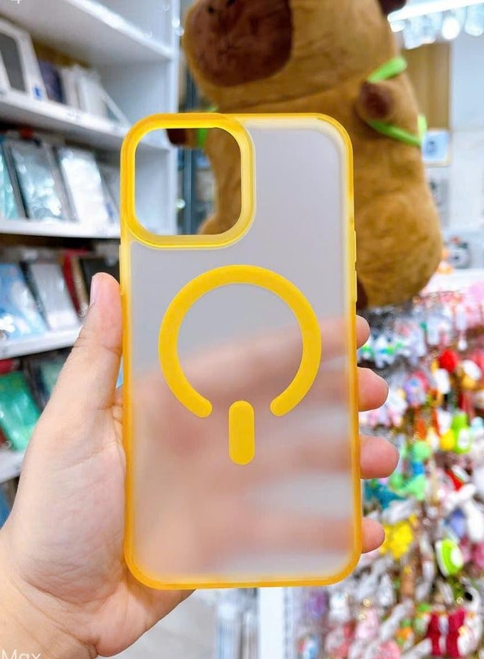 Magsafe Case for iphone 12 Pro Max Magsafe Clear Cover Magnetic Wireless Charging Support, Shockproof Protection, Scratch-Resistant for iphone 12 Pro Max -Yellow  - Image 2