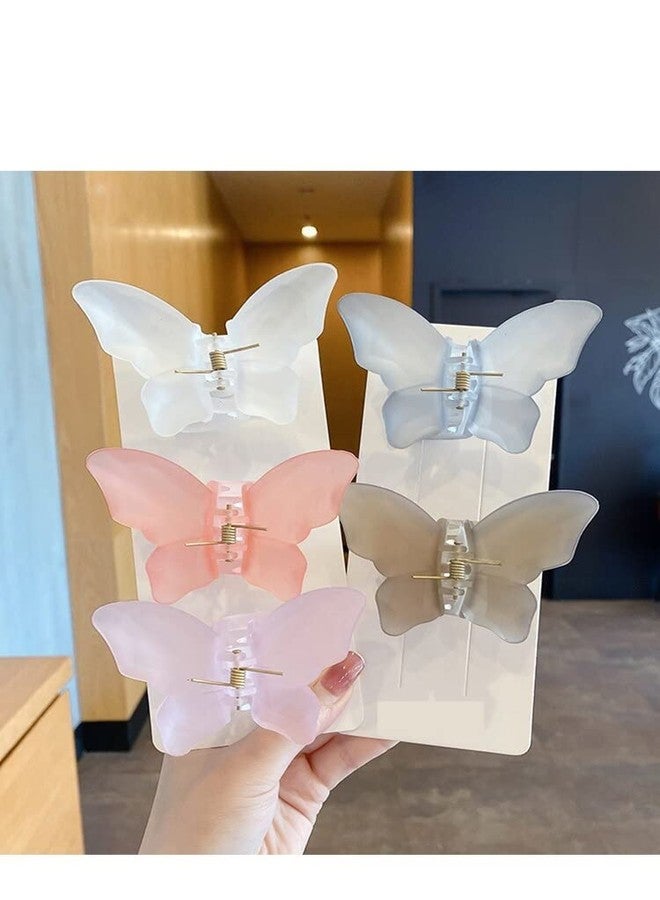 EPARTY إي بارتي - 5 قطع، مشابك شعر صغيرة جديدة على شكل فراشة، مشابك شعر على شكل مخلب سرطان البحر، مشابك شعر صلبة وبسيطة وجميلة للنساء والفتيات، إكسسوارات شعر - Image 1