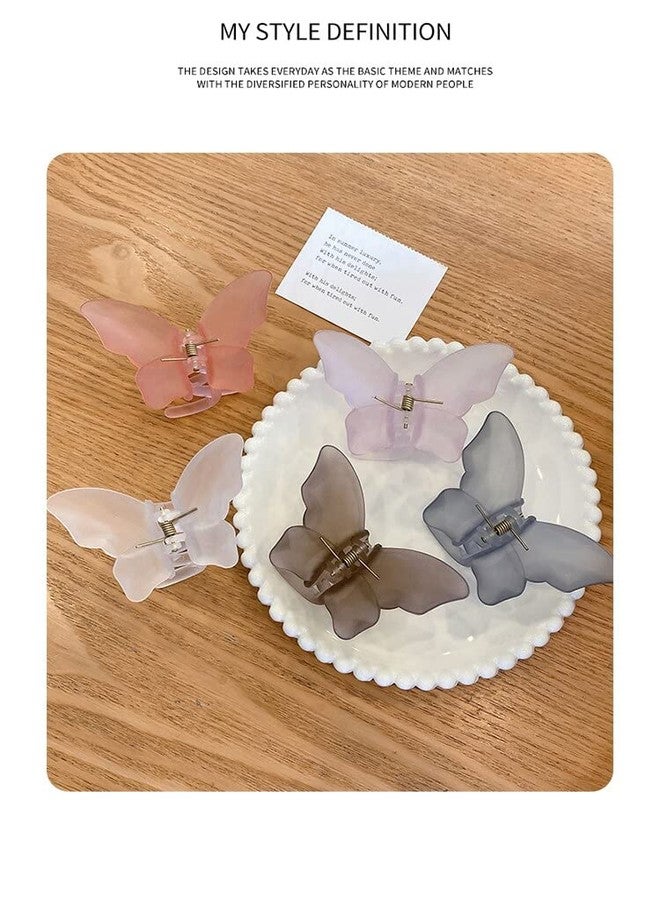 EPARTY إي بارتي - 5 قطع، مشابك شعر صغيرة جديدة على شكل فراشة، مشابك شعر على شكل مخلب سرطان البحر، مشابك شعر صلبة وبسيطة وجميلة للنساء والفتيات، إكسسوارات شعر - Image 3