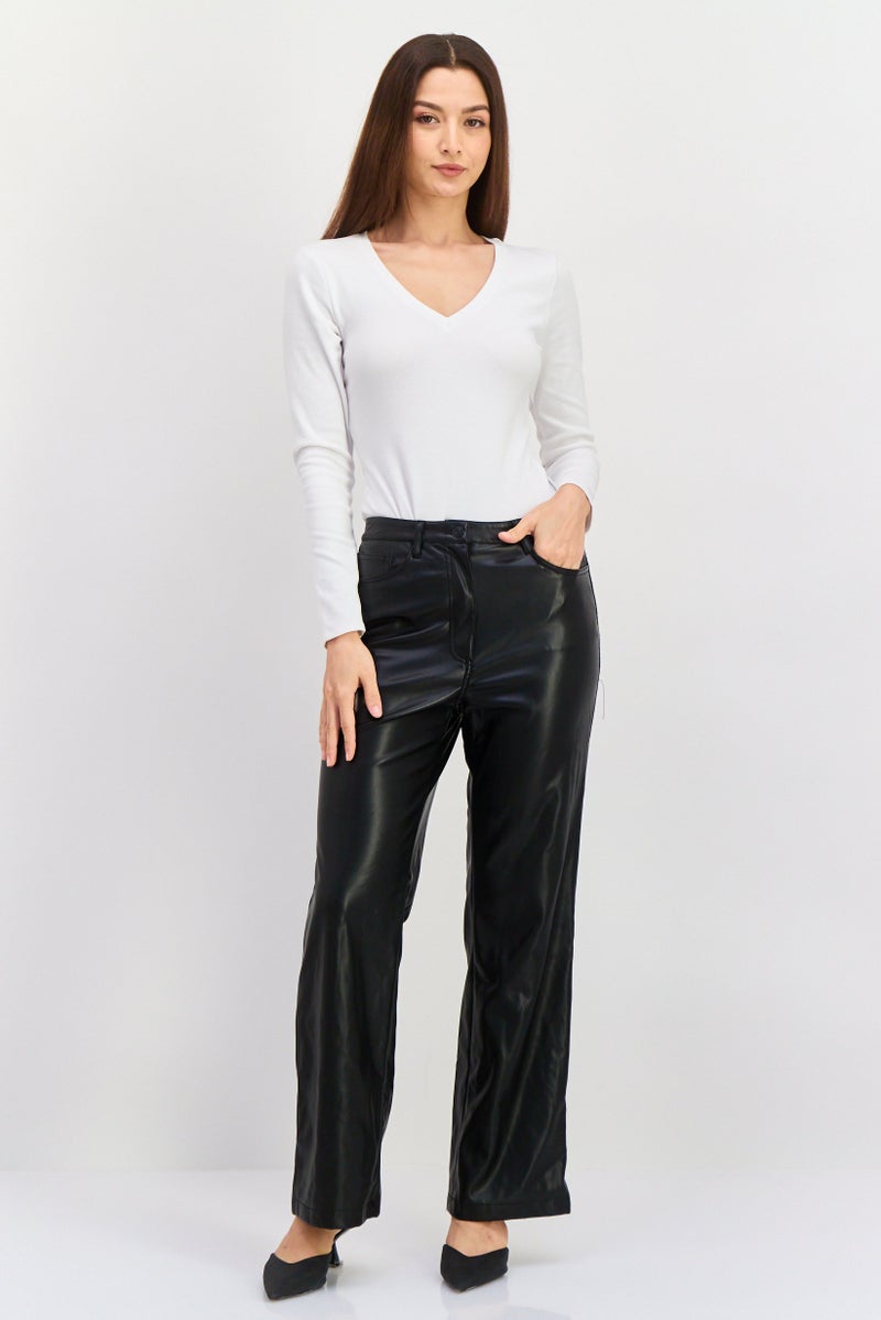 Black Tape Women Regular Fit Solid Straight Leg Ankle Pant, Black - Image 3