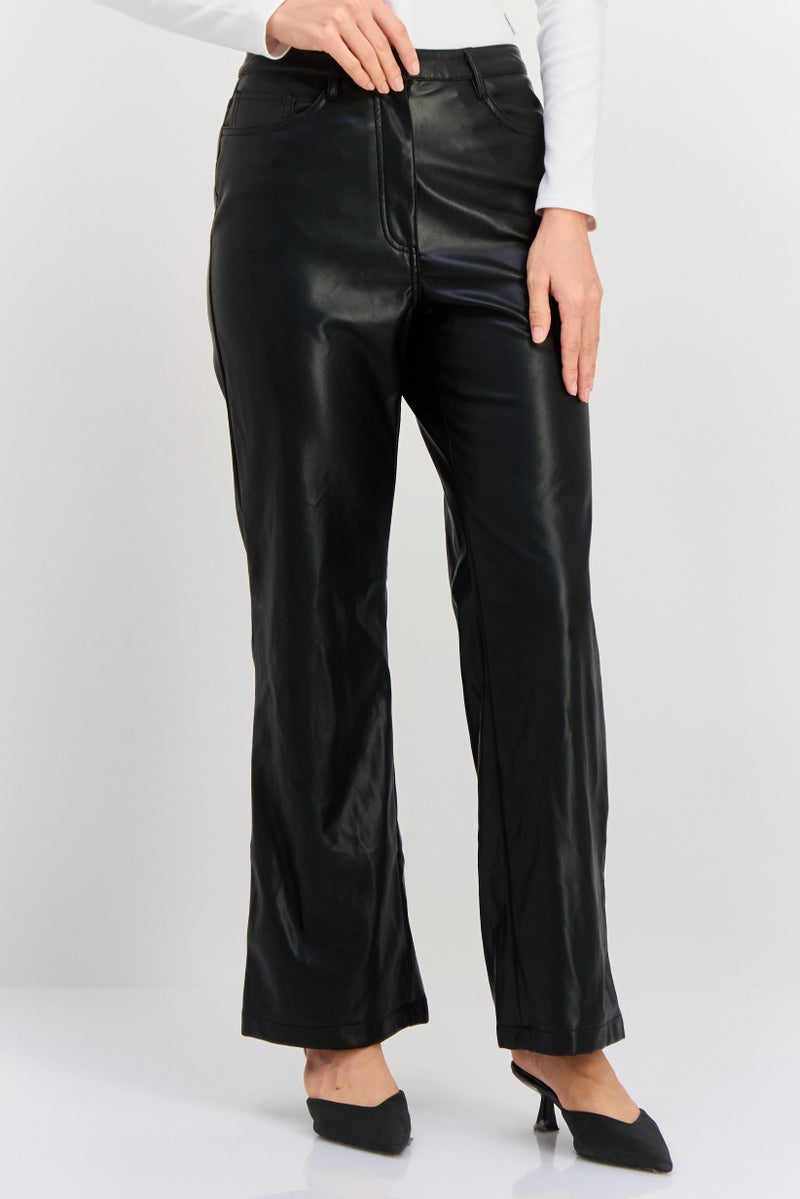 Black Tape Women Regular Fit Solid Straight Leg Ankle Pant, Black - Image 1
