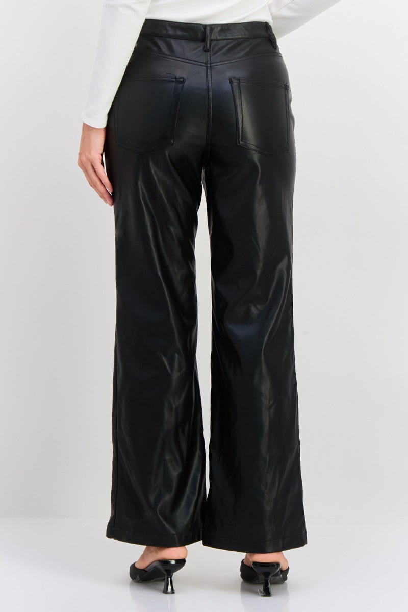 Black Tape Women Regular Fit Solid Straight Leg Ankle Pant, Black - Image 4