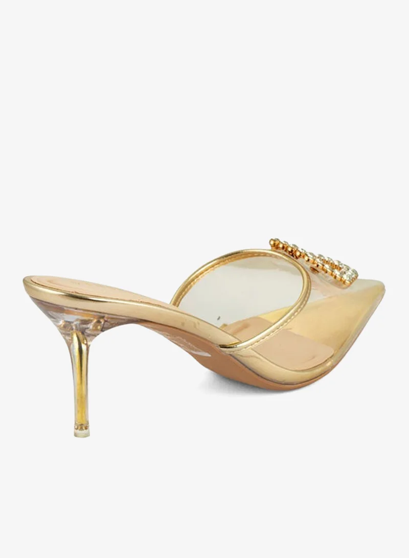 فينتشي صنادل نسائية مدببة إصبع القدم متوسط الكعب