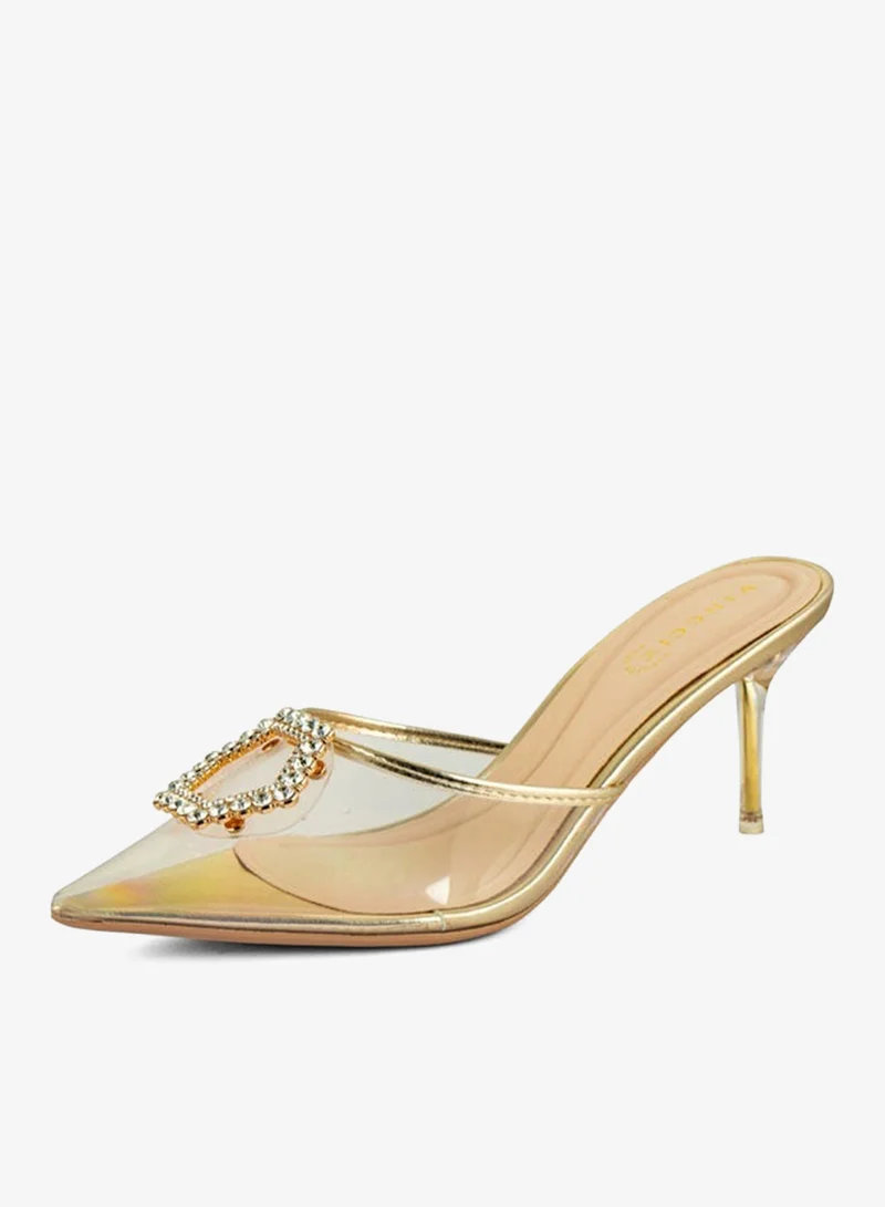 فينتشي صنادل نسائية مدببة إصبع القدم متوسط الكعب