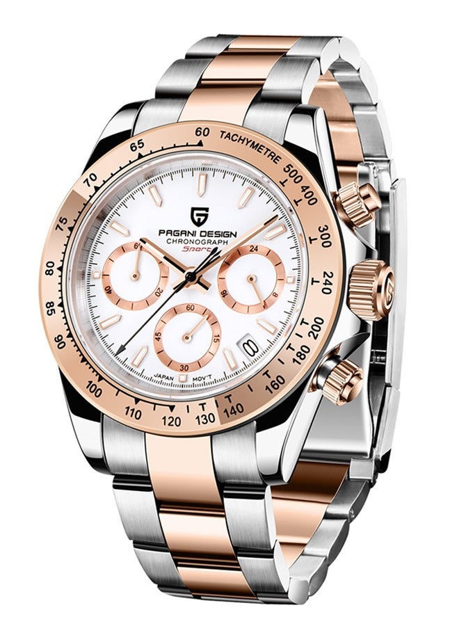 PAGANI DESIGN Classic Men's Multifunctional Chronograph Full Stainless Steel Japanese VK63 Quartz Movement Tester 100m Waterproof Luxury Business Watch - Image 1