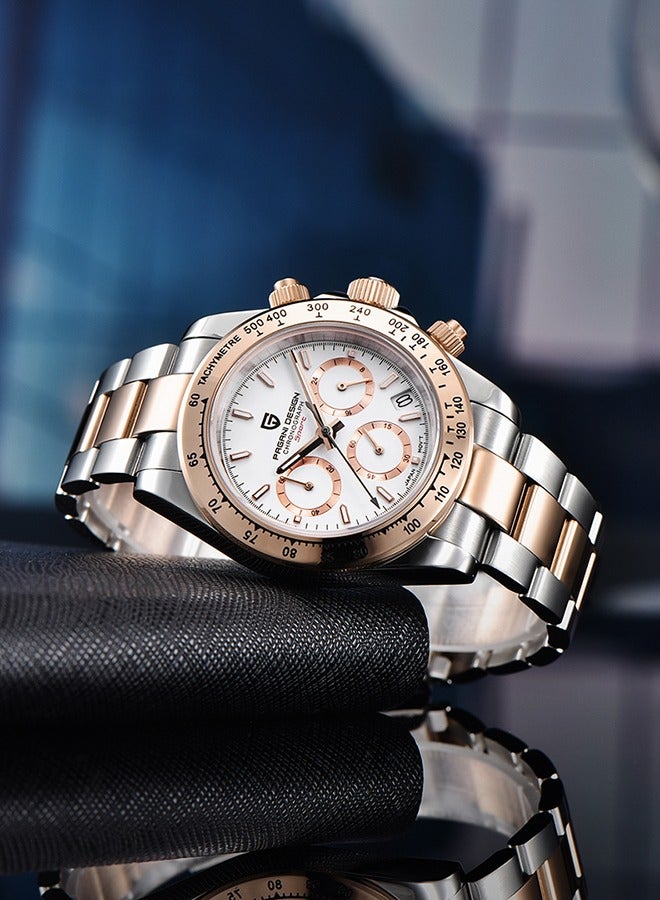 PAGANI DESIGN Classic Men's Multifunctional Chronograph Full Stainless Steel Japanese VK63 Quartz Movement Tester 100m Waterproof Luxury Business Watch - Image 3