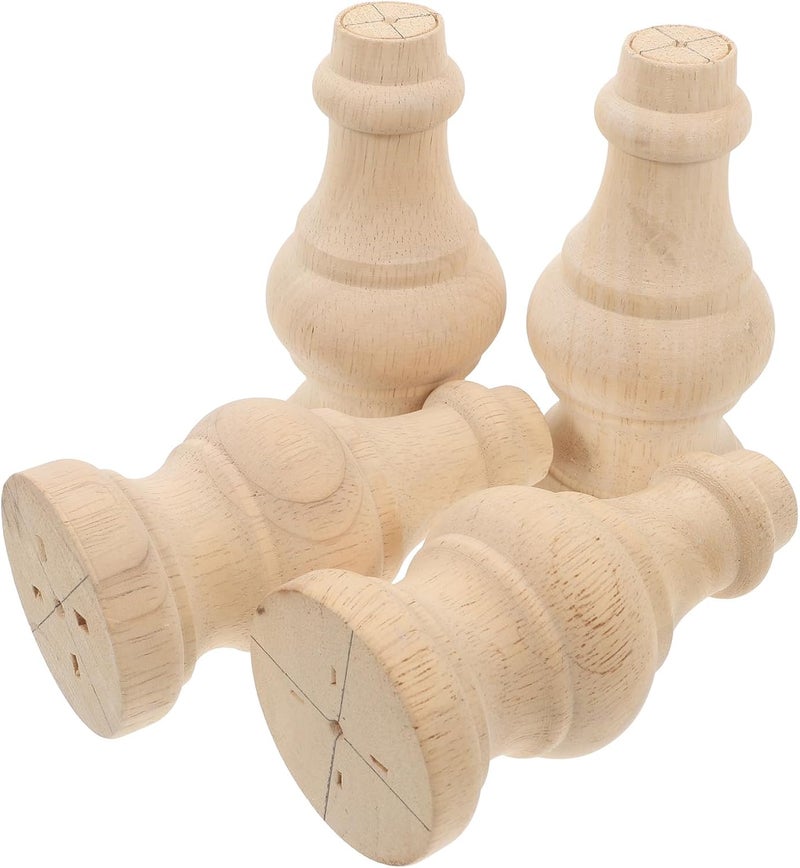 4pcs Solid Wood Sofa Legs Replacement for Bed Table Feet Modern Furniture Legs Set 6x12cm Round Wooden Cabinet Riser for Couch and Chair - Image 1