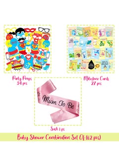 WOBBOX Wobbox Baby Shower Decoration Items| Baby Shower Ceremony Photo Booth Props for Photoshoot, Milestone Crad& Mom to Be Sash, Godh Bharai Ceremony Decoration Kit-(FP480)  - Image 2