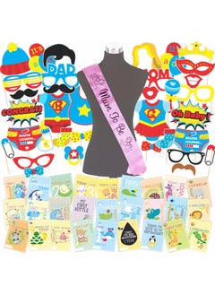 WOBBOX Wobbox Baby Shower Decoration Items| Baby Shower Ceremony Photo Booth Props for Photoshoot, Milestone Crad& Mom to Be Sash, Godh Bharai Ceremony Decoration Kit-(FP480)  - Image 1