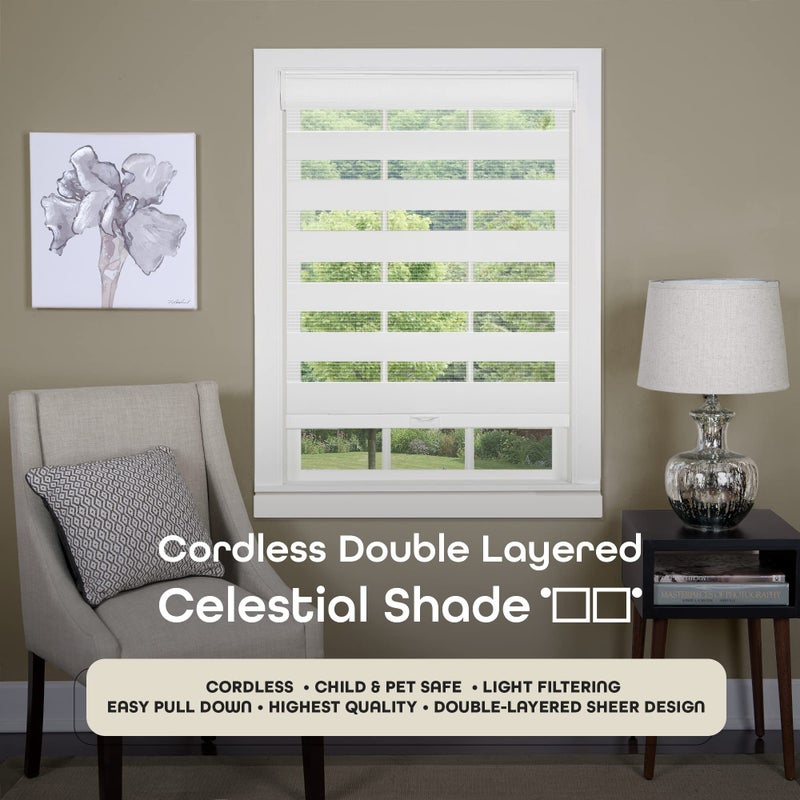 Achim Cordless Celestial Sheer Double-Layered Window Roller Shade - 35 Inch Width x 72 Inch Length (White) - Light Filtering Vinyl Window Privacy Blinds for Bedroom & Dining Room by Achim Home DÃ©cor - Image 2