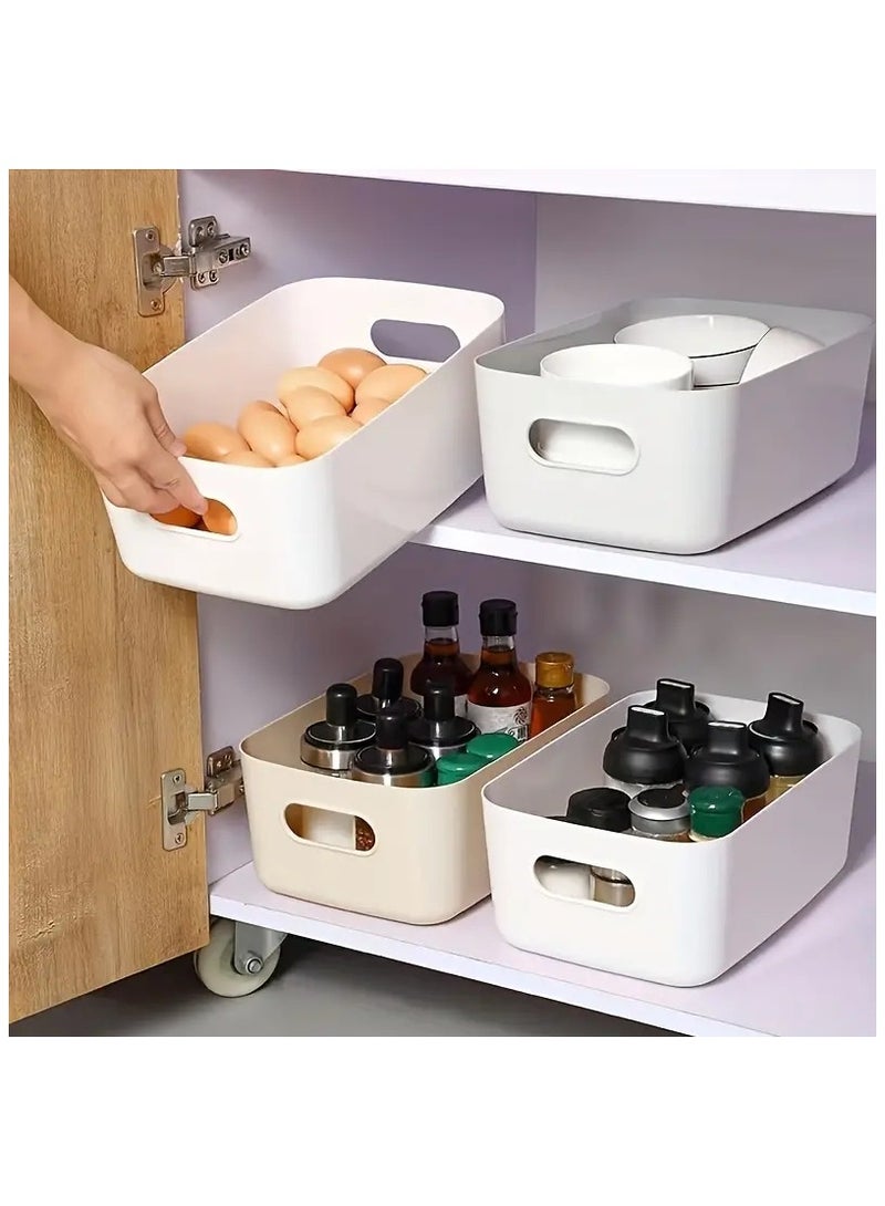 ORiTi Multi-Purpose Cosmetic Storage Basket,Storage Box With Handle, Plastic Storage Organizer Bin, Home Decoration For Home,Office Kitchen,Bedroom - white - Image 2