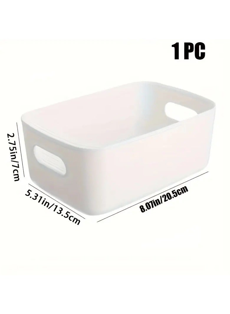 ORiTi Multi-Purpose Cosmetic Storage Basket,Storage Box With Handle, Plastic Storage Organizer Bin, Home Decoration For Home,Office Kitchen,Bedroom - white - Image 1