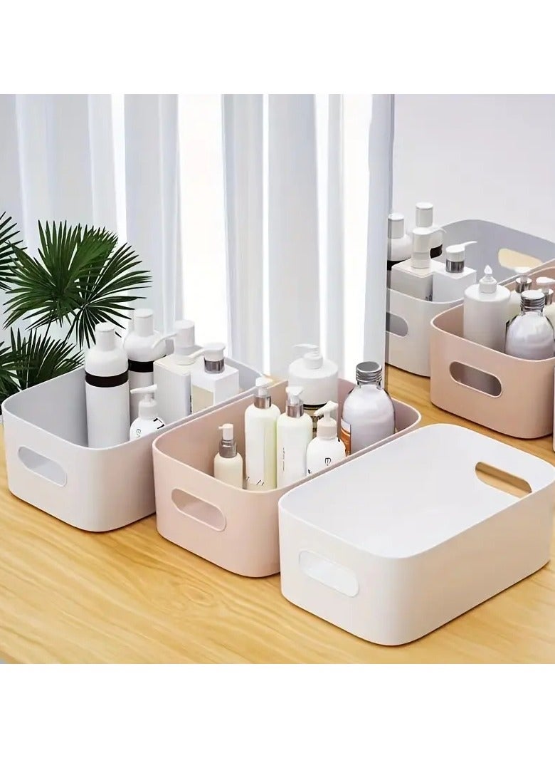 ORiTi Multi-Purpose Cosmetic Storage Basket,Storage Box With Handle, Plastic Storage Organizer Bin, Home Decoration For Home,Office Kitchen,Bedroom - white - Image 5