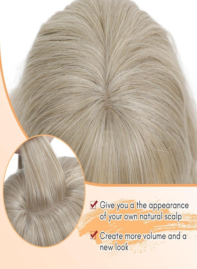 Molefi Hair Toppers for Women with Thinning Hair,Blonde 14Inch Hairtoppers for Women Synthetic Bob Style Short Hair Topper Hairpieces for Cosplay - Image 5