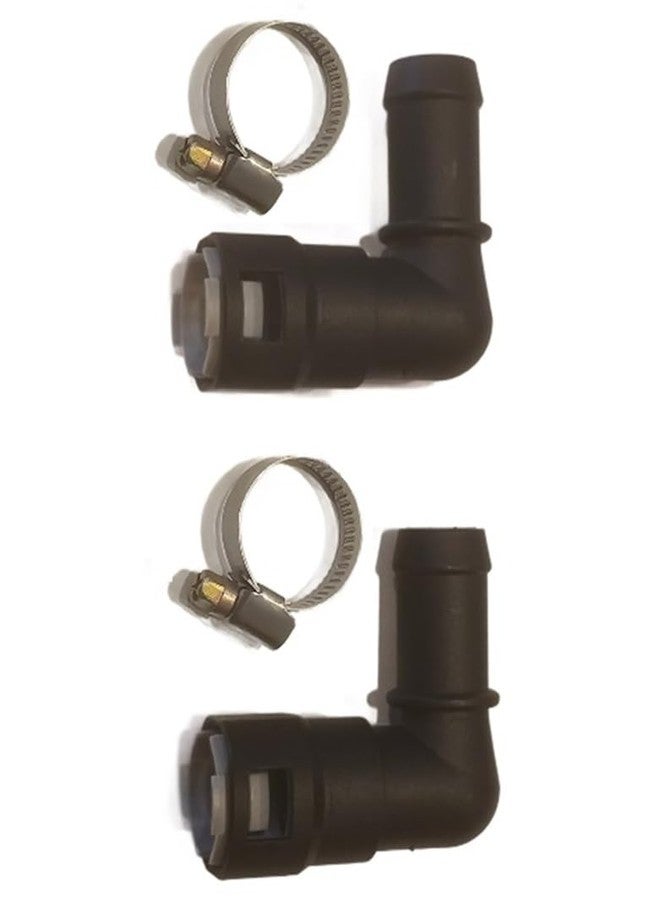 (Set of TWO) UPGRADED 800-418 Stronger than OEM Heater Core Coolant Hose Quick Disconnect 90 Degree Elbow Connector w/Clamp FITS: 3/4" Tube and 3/4" Heater Hose. FITS: Select Ford, GM Cars and Trucks