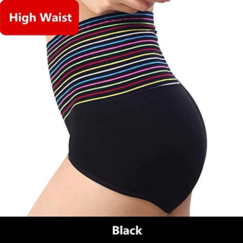 PLUMBURY® Women's Cotton High Waist Tummy Tucker Panty, Free Size (Pack of 2) Black/Pink - Image 4