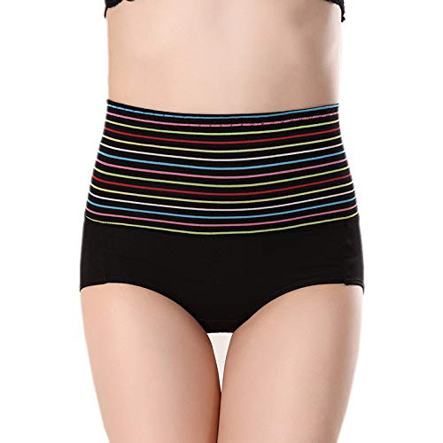 PLUMBURY® Women's Cotton High Waist Tummy Tucker Panty, Free Size (Pack of 2) Black/Pink - Image 2