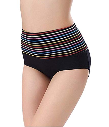 PLUMBURY® Women's Cotton High Waist Tummy Tucker Panty, Free Size (Pack of 2) Black/Pink - Image 3