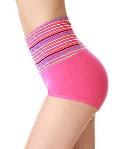 PLUMBURY® Women's Cotton High Waist Tummy Tucker Panty, Free Size (Pack of 2) Black/Pink - Image 5