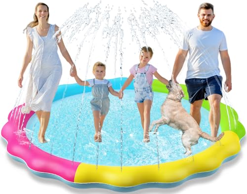 Jasonwell Splash Pad Sprinkler for Kids Splash Play Mat Outdoor Water Toys Inflatable Splash Pad Baby Toddler Pool Boys Girls Children Outside Backyard Dog Sprinkler Pool Age 1 2 3 4 5 6 7 8 9 XXL - Image 1