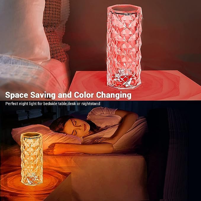 One94Store Crystal Lamp, 16 Color Changing Rose Diamond Table Lamp, USB Rechargeable Touch Night Lamp with Remote Control for Bedroom, Living Room, Party Decor (Multicolor Pack of 1) LED - Image 5
