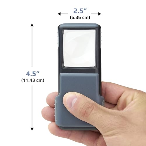 Carson 5x MiniBrite LED Lighted Slide-Out Aspheric Magnifier with Protective Sleeve - Set of 4 (PO-55MU),Gray - Image 3