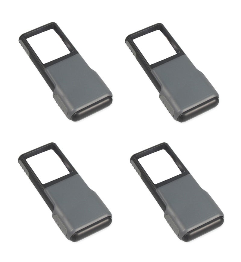 Carson 5x MiniBrite LED Lighted Slide-Out Aspheric Magnifier with Protective Sleeve - Set of 4 (PO-55MU),Gray - Image 1