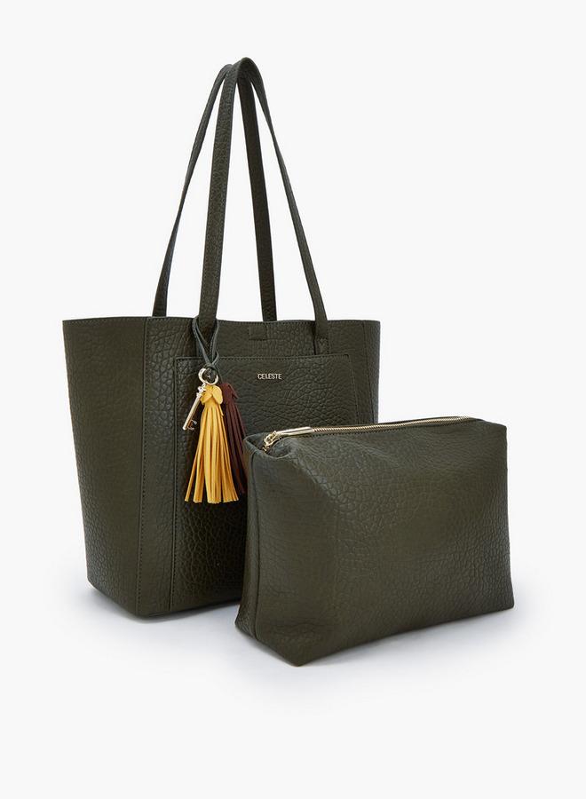 Celeste Textured School Tote Bag With Pouch - 37x13.5x28 CM - Image 3