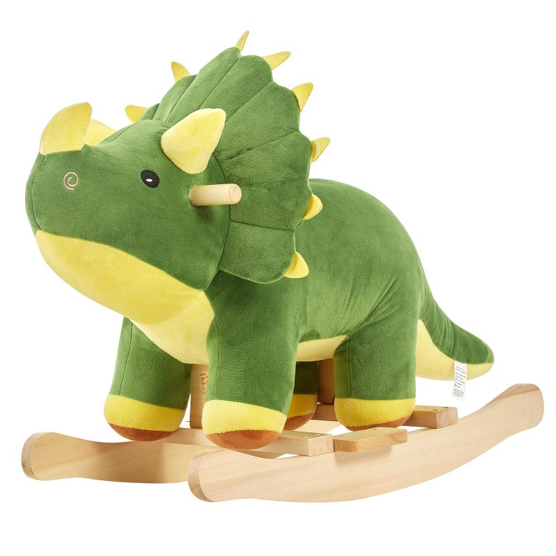 FUNLIO Dinosaur Baby Rocking Horse for Toddlers 13 Years Mighty Cute Green Plush Rocking Triceratops Stuffed Rideon Dinosaur Rocker Easy to Assemble CPC CE Certified