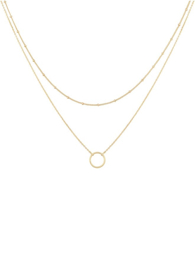 Generic - Layered Heart Necklace Pendant Handmade 18k Gold Plated Dainty Gold Choker Arrow Bar Layering Long Necklace for Women - Image 1