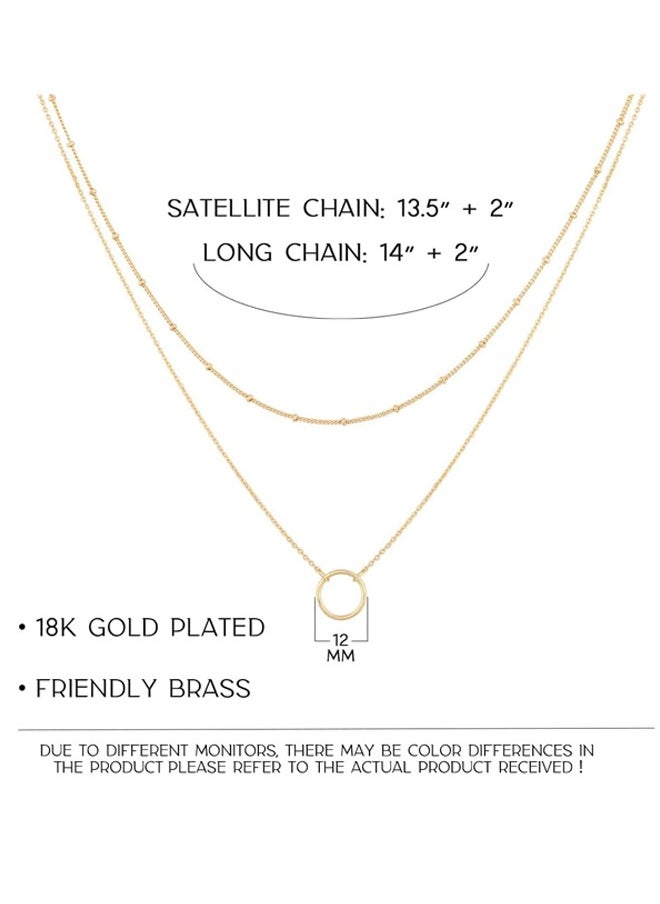 Generic - Layered Heart Necklace Pendant Handmade 18k Gold Plated Dainty Gold Choker Arrow Bar Layering Long Necklace for Women - Image 1