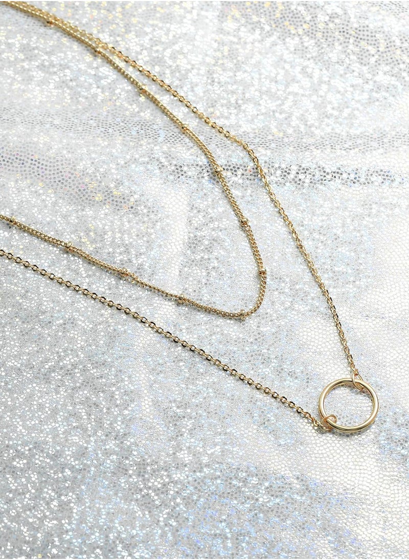 Generic - Layered Heart Necklace Pendant Handmade 18k Gold Plated Dainty Gold Choker Arrow Bar Layering Long Necklace for Women - Image 1