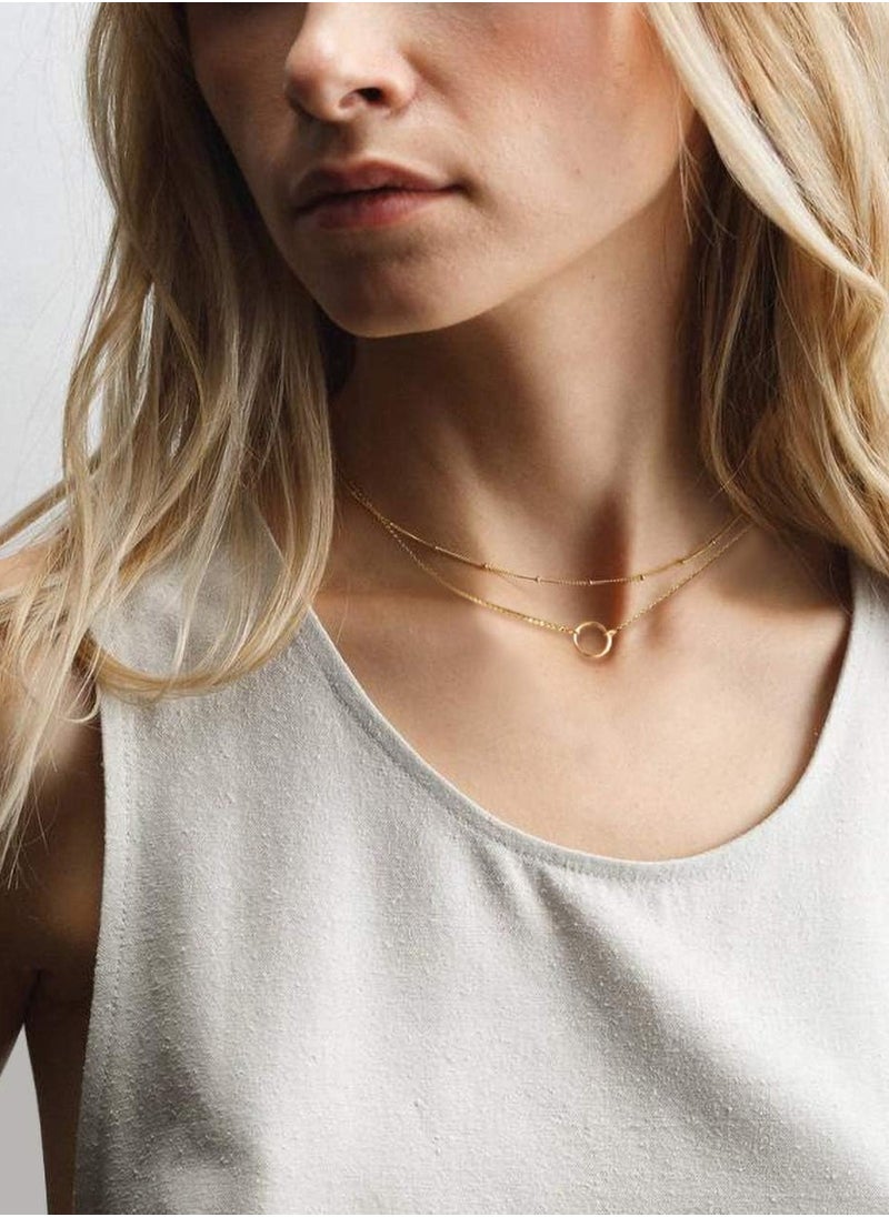 Generic - Layered Heart Necklace Pendant Handmade 18k Gold Plated Dainty Gold Choker Arrow Bar Layering Long Necklace for Women - Image 1